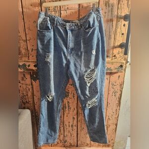Womens Distressed Blue Jeans